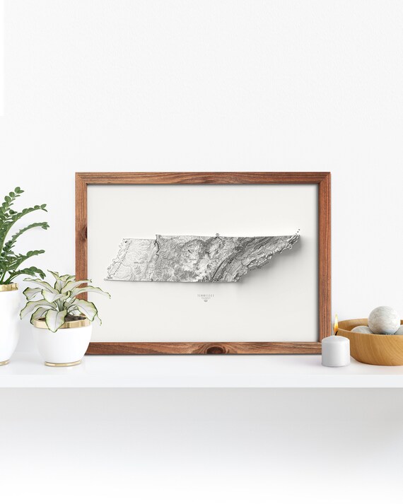Tennessee Map Tennessee Wall Art Topographic Map Tennessee - Etsy