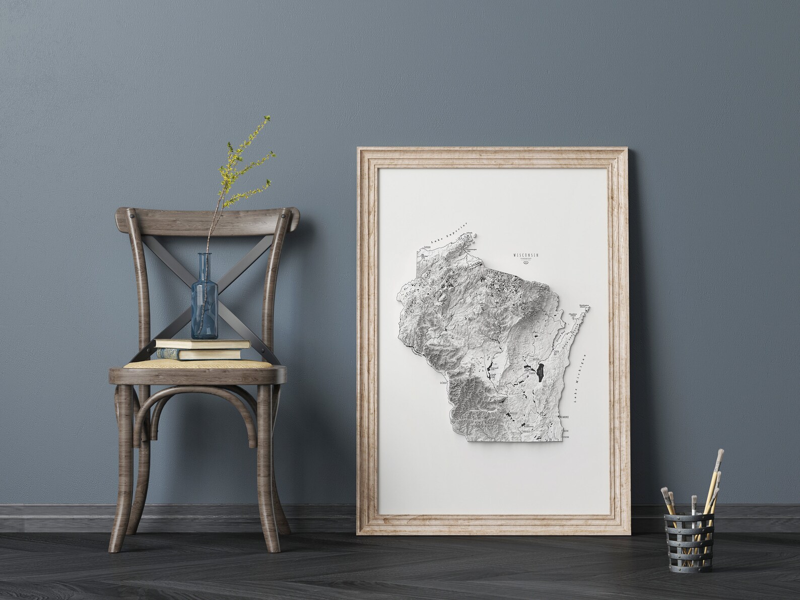 Wisconsin Map, Wisconsin Wall Art, Topographic Map, Wisconsin Decor ...