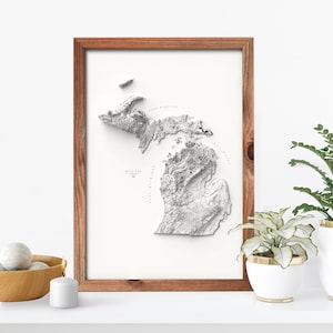 Michigan Map, Michigan Wall Art, Topographic Map, Michigan Decor, Michigan Gifts, Michigan Print, Michigan Poster, Michigan Map Art