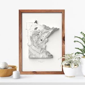 Minnesota Wall Art, Minnesota Map, Map of Minnesota, Housewarming Gift, Moving Away Gift, Long Distance Gift, Minnesota Print
