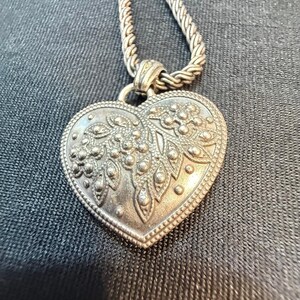 Vintage Brighton Red Enamel Heart Necklace Silver Tone image 5