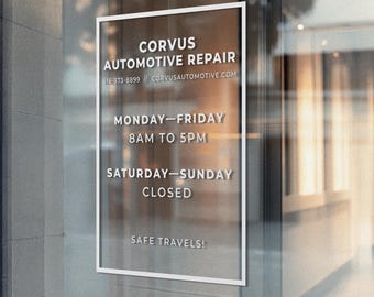 CUSTOM OPENING HOURS Window Decal | Business Sign | Shop Owner Open Closed | Window Door Vinyl Sticker Decal | Free Shipping