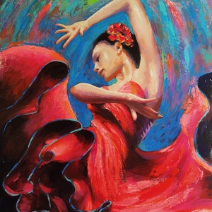 Flamenco dancer painting. Flamenco art.
