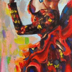 Flamenco dancer painting oil on canvas.