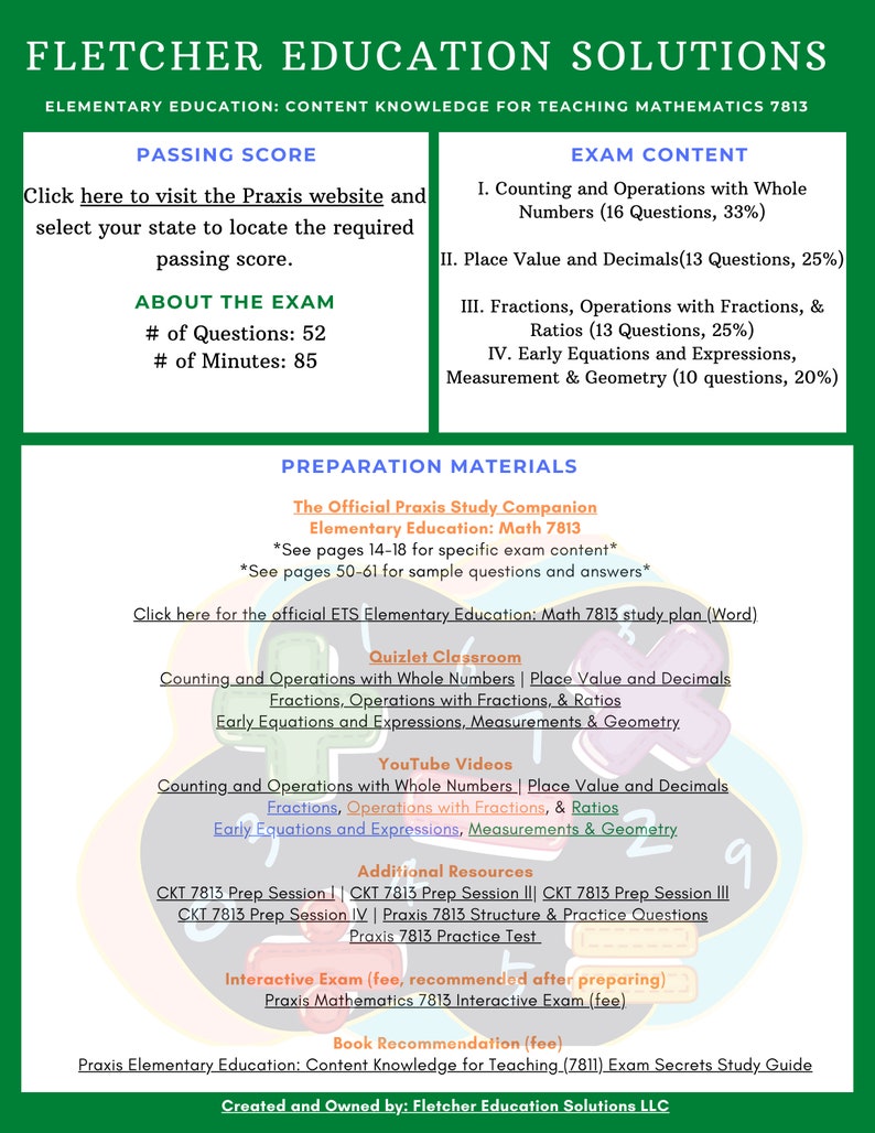 Praxis 7813 Elementary Education Content (Instant Download) Etsy