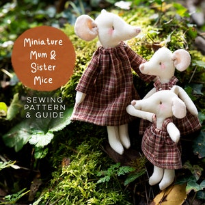 DIY Mini Mum & Sisters Mice with Skirt Sewing Pattern | Cute Kawaii Scandi Inspired Mouse | Handmade Crafting Project with Digital PDF