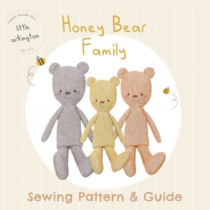 DIY Mini Teddy Bear Family Toy Crafts Sewing Pattern | Rustic Scandi Vintage Style Insipred Teddies | Handmade Crafting Project Digital PDF
