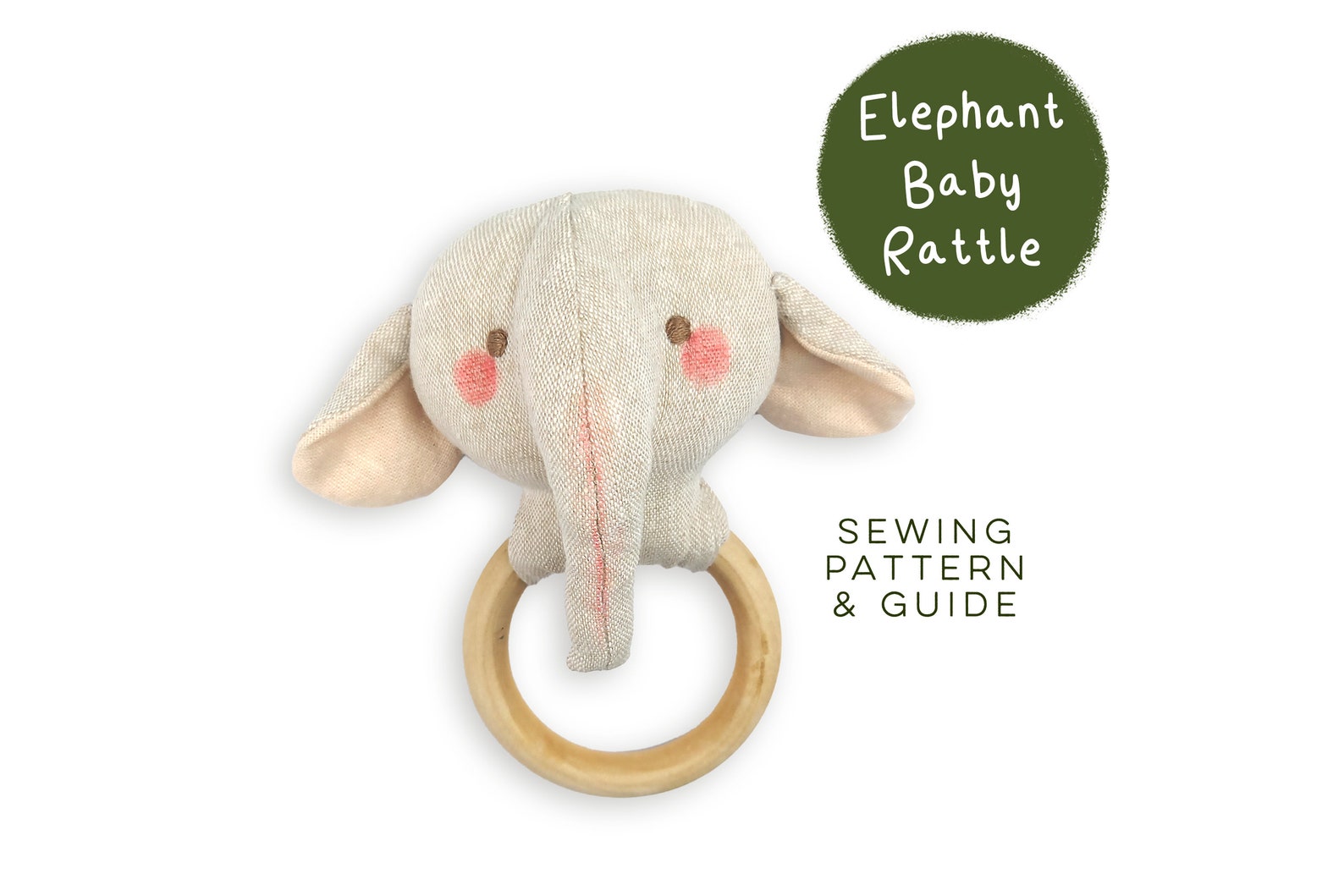 DIY Elephant Baby Rattle Plushie Sewing Pattern | Cute Scandi Rag ...