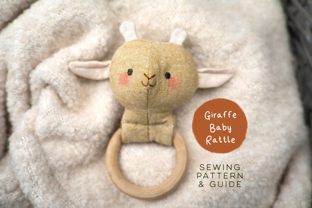 DIY Giraffe Baby Rattle Plushie Sewing Pattern | Cute Scandi Rag Fabric ...