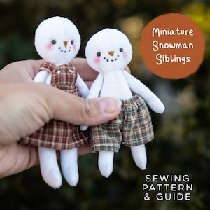 DIY Mini Sibling Snowmen with Clothes Sewing Pattern | Cute Kawaii Scandi Inspired Snowman Snow Man | Handmade Crafting with Digital PDF