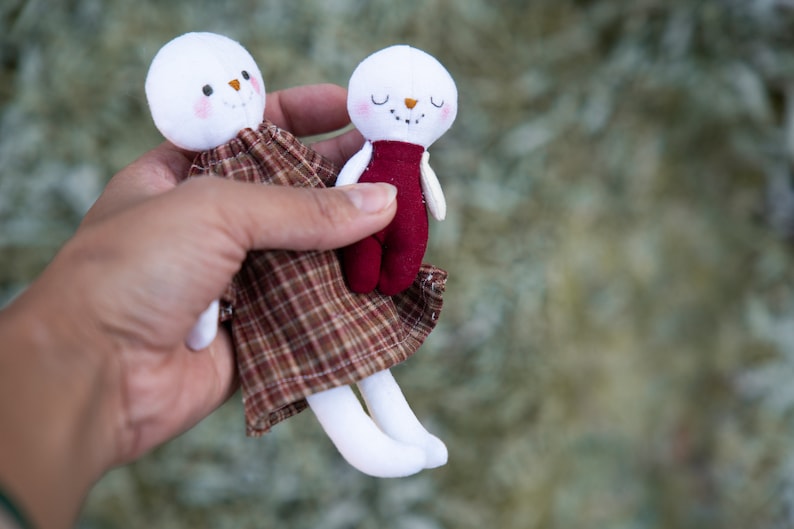 DIY Mini Mum Snowman & Baby With Dress Toy Sewing Pattern Cute Kawaii ...