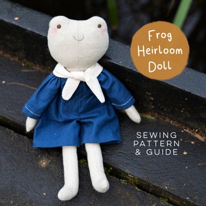 Patrón de costura de rana de peluche DIY / Linda rana de tela escandinava de trapo, Froggo, proyecto de peluche hecho a mano, muñeca de reliquia digital en PDF