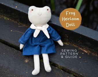 Fai da te rana peluche peluche modello di cucitura / carino Scandi Rag tessuto panno Froggy Froggo fatto a mano peluche progetto digitale PDF bambola cimelio