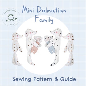 DIY Mini Dog Toy Sewing Pattern | Cute Kawaii Scandi Rag Doll Fabric Cloth Spotty Dalmatian 1:12 Scale Handmade Crafting Project Digital PDF