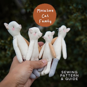 DIY Mini Toy Cat Sewing Pattern Family Kitten Kitty Cute Kawaii Scandi Rag Doll Fabric Cloth 1:12 Scale Handmade Crafts Project Digital PDF