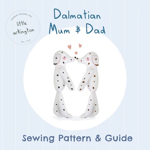 DIY Mini Mum Dad Dog Toy Sewing Pattern Cute Spotty Dalmatian Puppy Scandi Rag Doll Fabric Cloth 1:12 Scale Handmade Spotted Pup Digital PDF