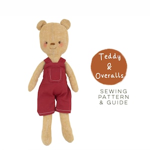 DIY Teddy Bear with Clothes Sewing Pattern | Cute Kawaii Scandi Rag Fabric Cloth Teddies 1:12 Scale Handmade Doll Craft Project Digital PDF