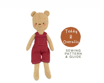 DIY Teddy Bear with Clothes Sewing Pattern | Cute Kawaii Scandi Rag Fabric Cloth Teddies 1:12 Scale Handmade Doll Craft Project Digital PDF