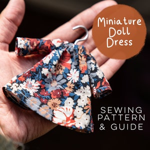DIY Mini Doll Dress for Mouse Clothes Sewing Pattern Cute Clothing Liberty Floral Fabric Cloth 1:12 Scale Handmade Mice Digital PDF