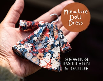 DIY Mini Doll Dress for Mouse Clothes Sewing Pattern Cute Clothing Liberty Floral Fabric Cloth 1:12 Scale Handmade Mice Digital PDF
