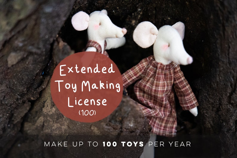 100 Toys/Year Commercial License for little arkington Designed Handmade Toys in your own Online Shop for Stuffie Soft Toy Making Business image 1