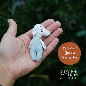 DIY Mini Baby Dog Toy Sewing Pattern | Cute Spotty Dalmatian Puppy Scandi Rag Doll Fabric Cloth 1:12 Scale Handmade Spotted Pup Digital PDF
