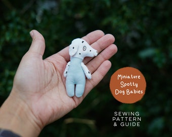 DIY Mini Baby Dog Toy Sewing Pattern | Cute Spotty Dalmatian Puppy Scandi Rag Doll Fabric Cloth 1:12 Scale Handmade Spotted Pup Digital PDF