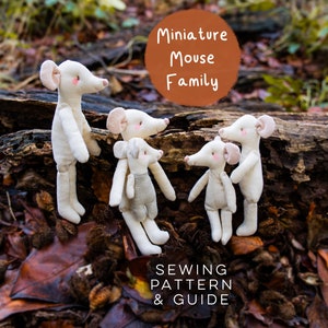 DIY Mini Mouse Family Toy Sewing Pattern (No Clothes) | Cute Scandi Rag Doll Fabric Cloth Mice 1:12 Scale Handmade Craft Project Digital PDF