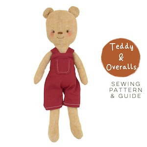 DIY Teddy Bear with Clothes Sewing Pattern | Cute Kawaii Scandi Rag Fabric Cloth Teddies 1:12 Scale Handmade Doll Craft Project Digital PDF