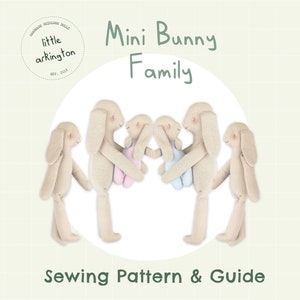 DIY Mini Toy Bunny Sewing Pattern Family Instructions Complete Rabbit Scandi Inspired Handmade Crafting Project Making Digital PDF Kawaii