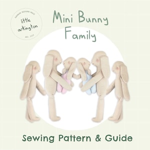 DIY Mini Toy Bunny Sewing Pattern Family Instructions Complete Rabbit Scandi Inspired Handmade Crafting Project Making Digital PDF Kawaii