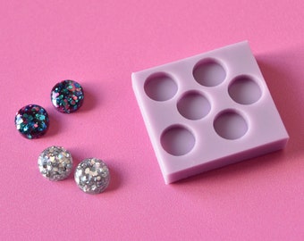 Resin Silicone Round Circle Flat Earring Mould/Mold - 10mm Cute Round Stud Earrings