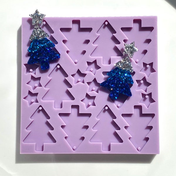 Resin Earring Christmas Tree Silicone Mould/Mold - 40mm Tree Dangle