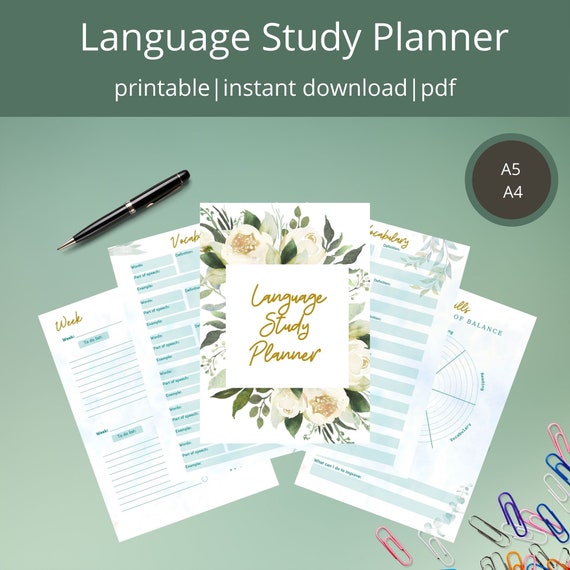 Language Study Planner Printable Language Learning Journal - Etsy