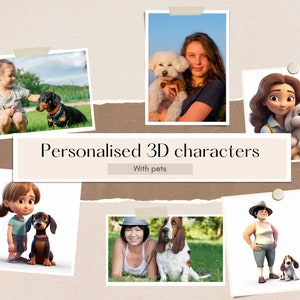 Personalized 3D Characters With Pets | Personalised Animated Style Portrait, Personalized Gift, Digital Art, Cartoon Photo, Family Gift