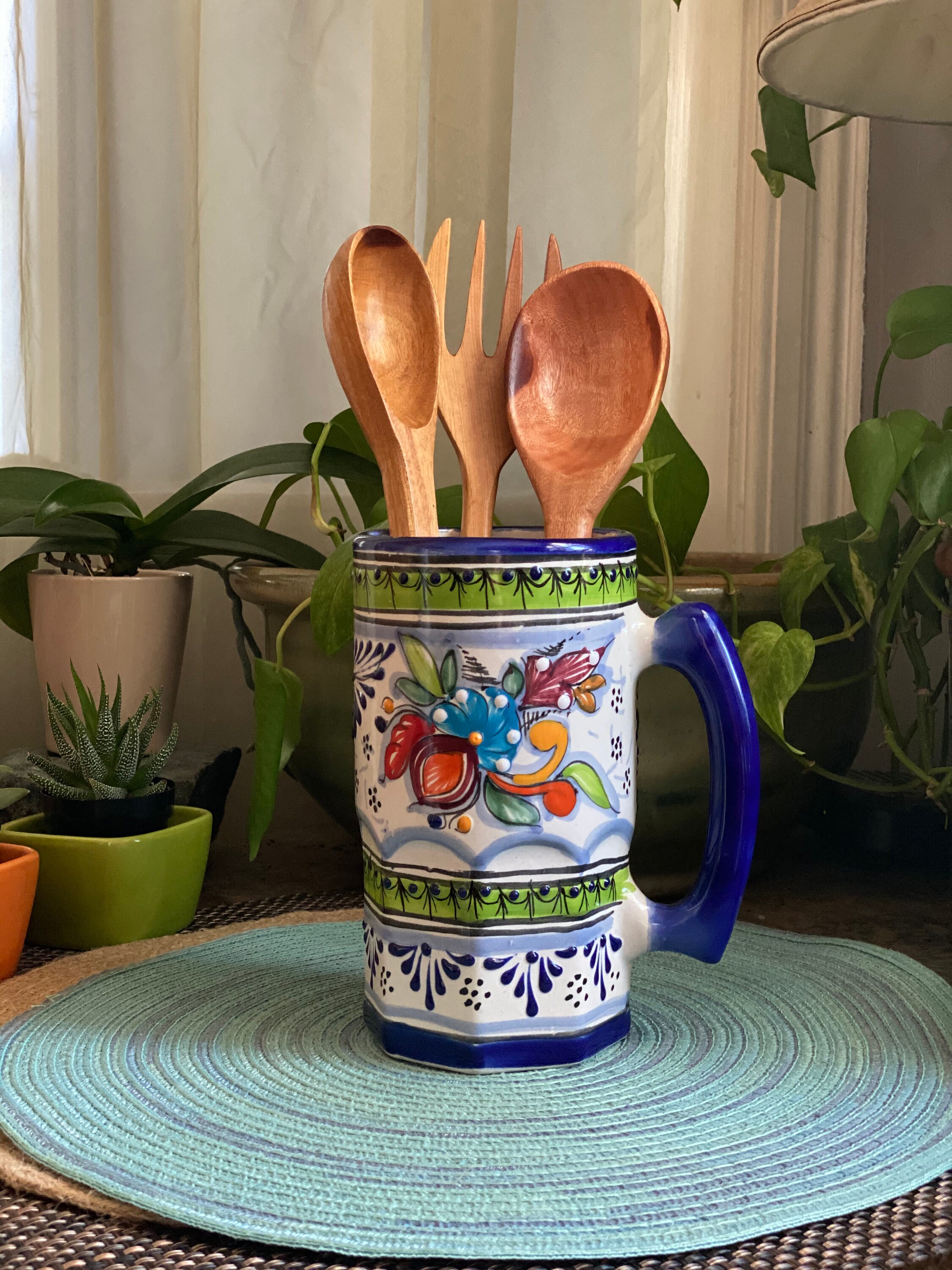 Talavera Utensil Holder Mexican Pottery Utensil Holder Etsy