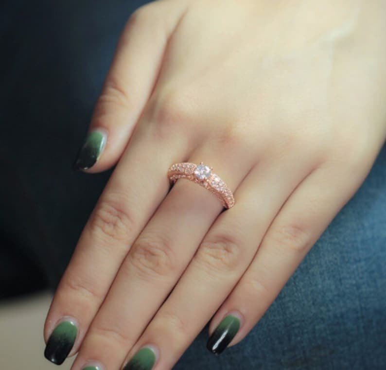 Silver Ring White Zircon Gift Lab Created White Zircon Ring White Zircon Ring Gold Ring Gift For Mom Bridesmaid Gift Gift for her