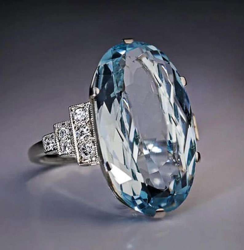 Sky Blue Ring Prong Setting Ring. Rings For Women Engagement Ring Blue Ring Wedding Ring Love Ring Sky Blue Oval Ring