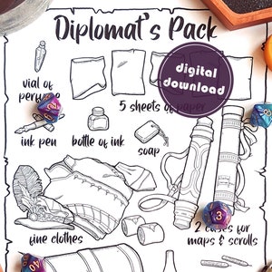外交官パック | 視覚補助ぬり絵ページ | デジタルダウンロード | D&D 5e 対応