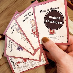 Heiltränke | Visuelle Hilfe Referenzkarten | Digitaler Download | Spieler Handout | D&D 5e 2014 und 2024 Kompatibel