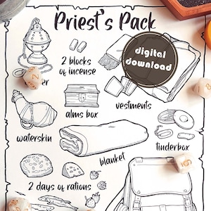 Priest&#39;s Pack | Visual Aid Coloring Page | Digital Download | D&D 5e Compatible