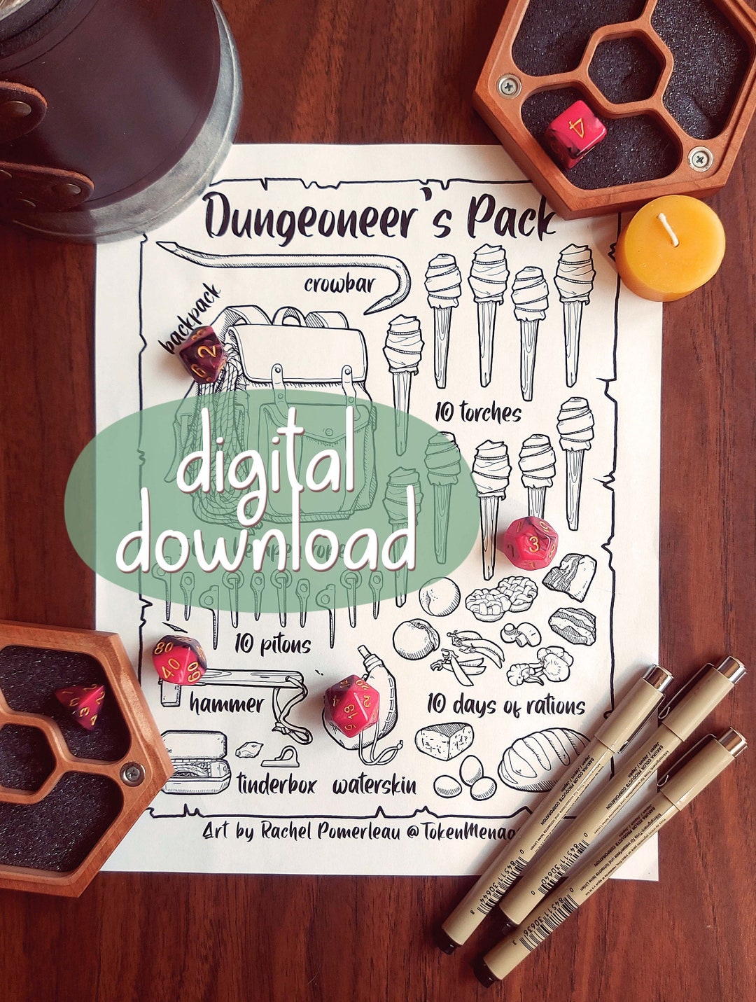 Dungeoneer's Pack Visual Aid Coloring Page Digital - Etsy