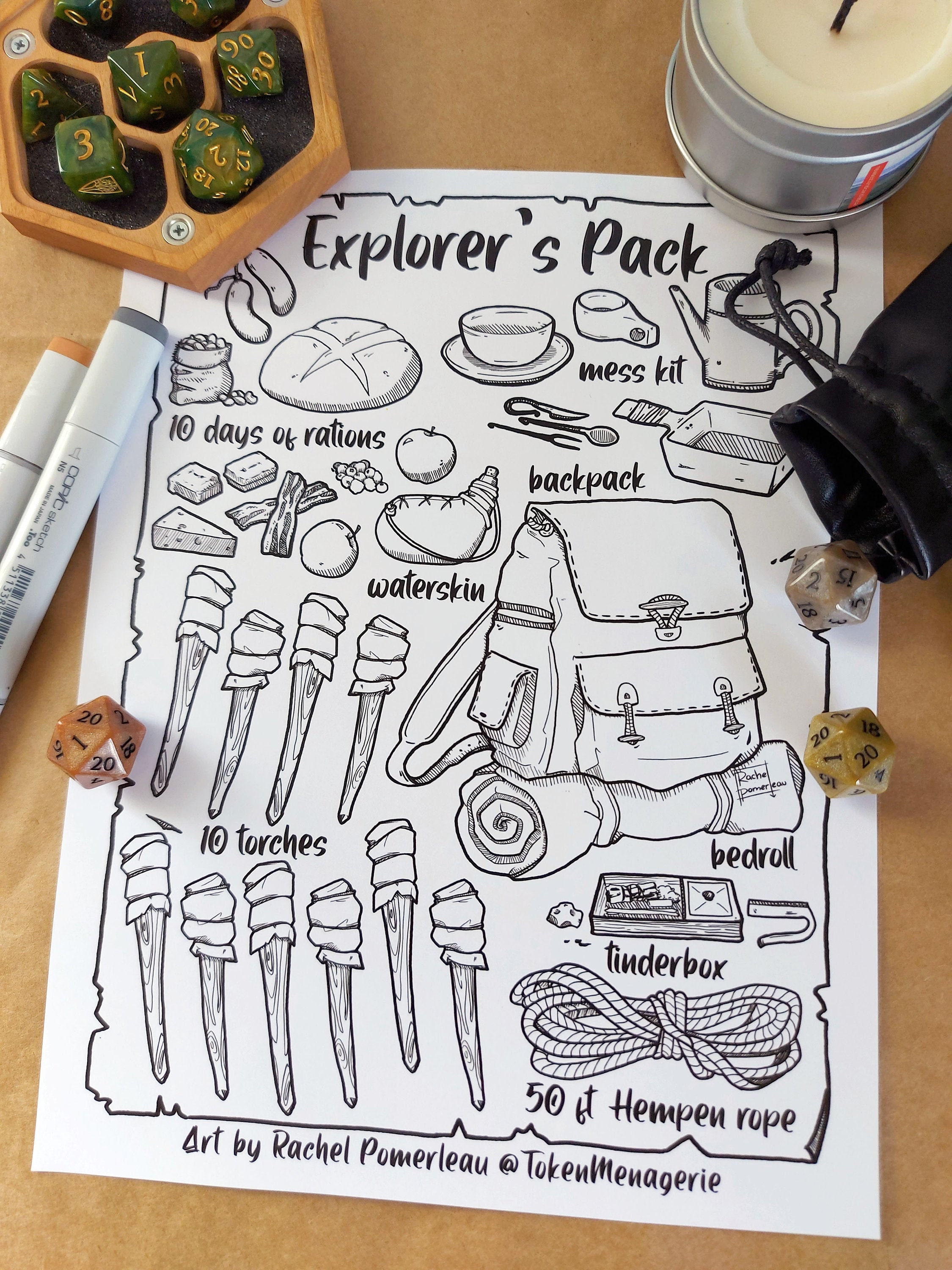 What's in the Explorer's Pack D&D 5e Inventory | Etsy