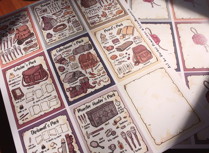 DND Equipment Packs Complete Set of Visual Aid Reference Etsy Australia