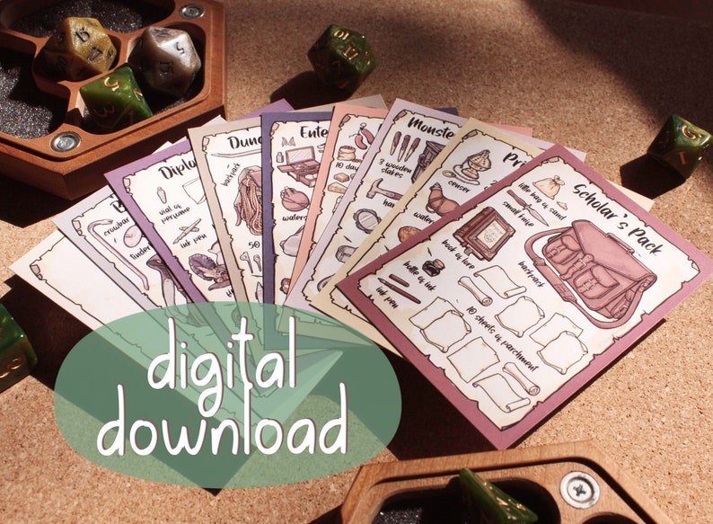 DND Equipment Packs Complete Set of Visual Aid Reference Etsy Australia