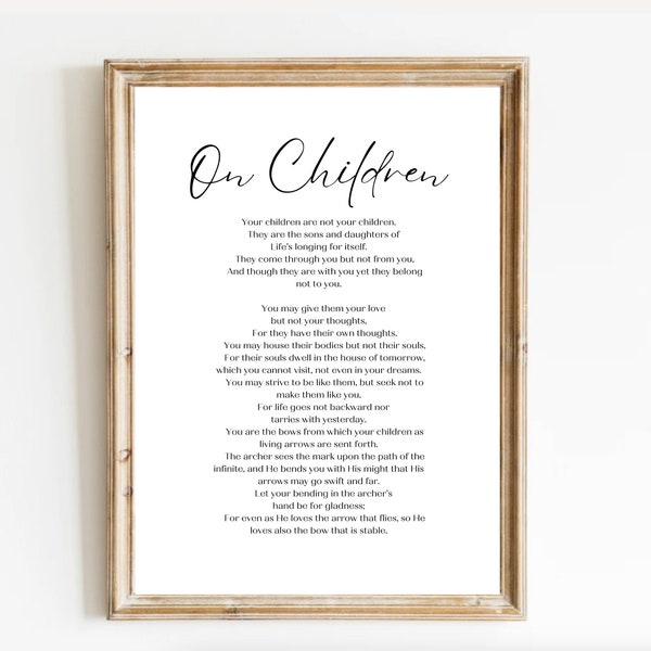 Printable Poem on Children Kahlil Gibran - Etsy