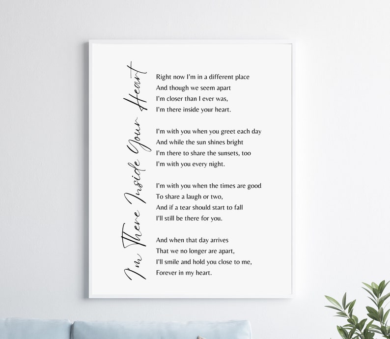 Im There Inside Your Heart Funeral Poem Funeral Poem Lost Etsy Australia