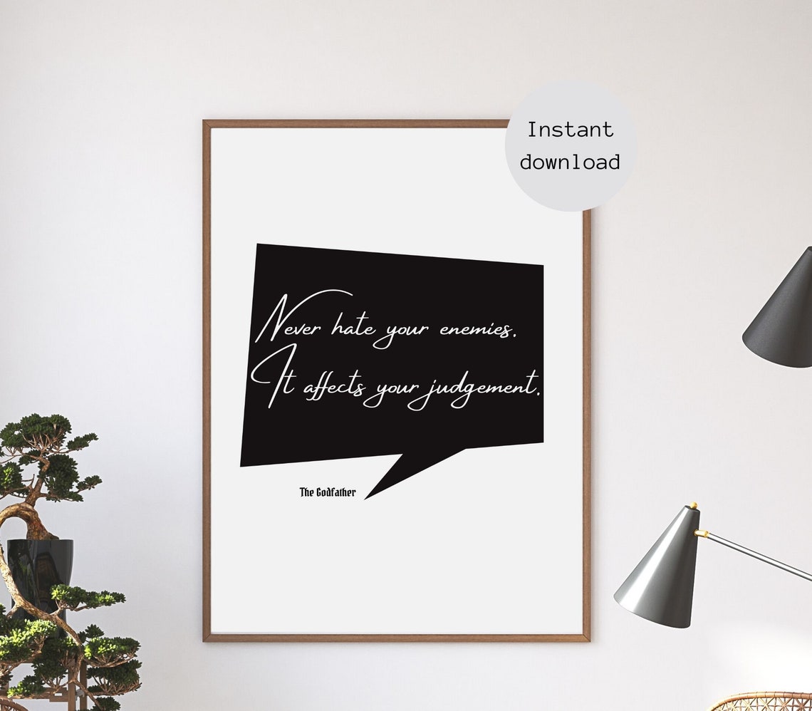 Laffiche de citation de parrain ne détestez jamais vos Etsy