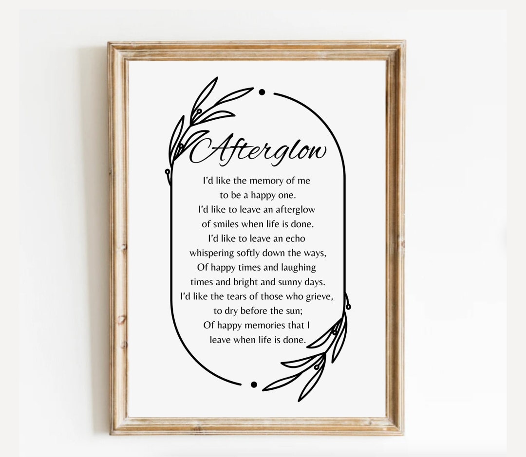 Afterglow Funeral Poem Funeral Poem Lost Loved One Poem in - Etsy UK