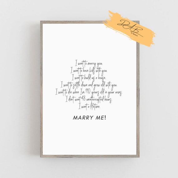 Valentine S Day Proposal Poster Marry Me Declaration Etsy